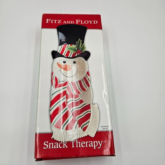Fitz And Floyd Snack Therapy Snowman Serving Tray Hand Painted Christmas Decor - Picture 3 of 5